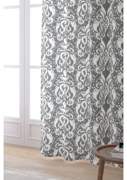 Gri Beyaz Damask Desenli Dijital Baskılı Perde CGH115-PR fiyatları