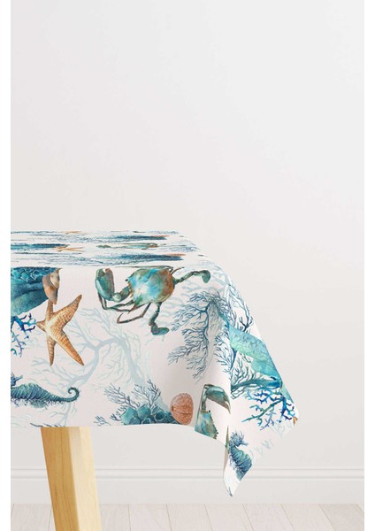 Mavi Marin Desenli Dijital Baskılı Masa Örtüsü CGH1154-MS