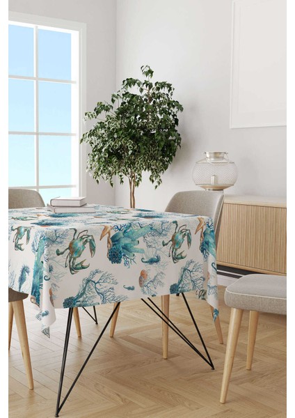 Mavi Marin Desenli Dijital Baskılı Masa Örtüsü CGH1154-MS fiyatları