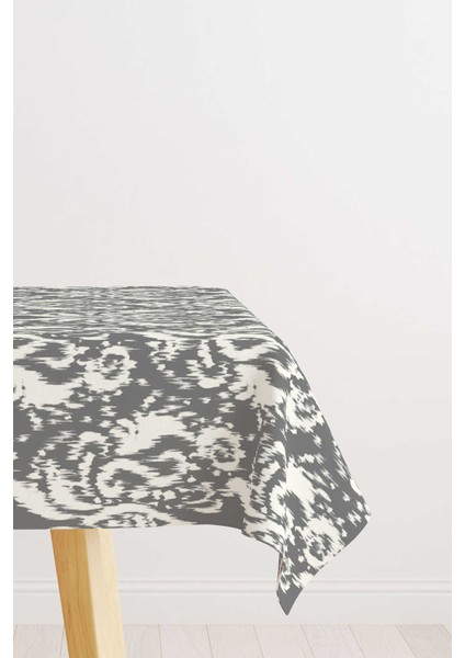 Gri Beyaz Damask Desenli Masa Örtüsü CGH115-MS