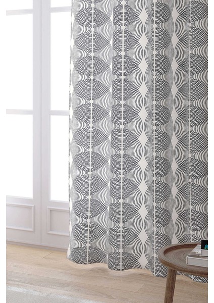 Krem Siyah Bohem Iskandinav Geometrik Desenli Dijital Baskılı Perde CGH1214-PR fiyatları