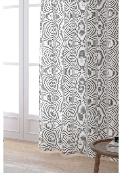 Krem Siyah Bohem Iskandinav Geometrik Dijital Baskılı Perde CGH1224-PR fiyatları