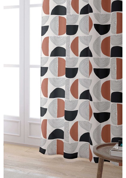 Kahverengi Siyah Bohem Iskandinav Dijital Baskılı Perde CGH1232-PR fiyatları