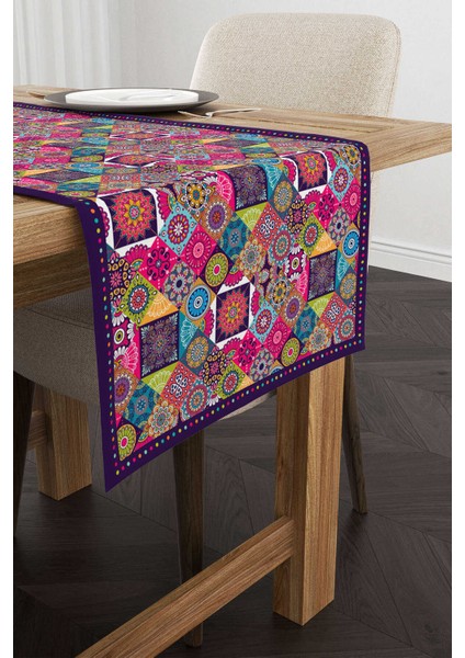 Pembe Mor Ramazan Temalı Motif Desenli Dijital Baskılı Runner CGH1335-RN