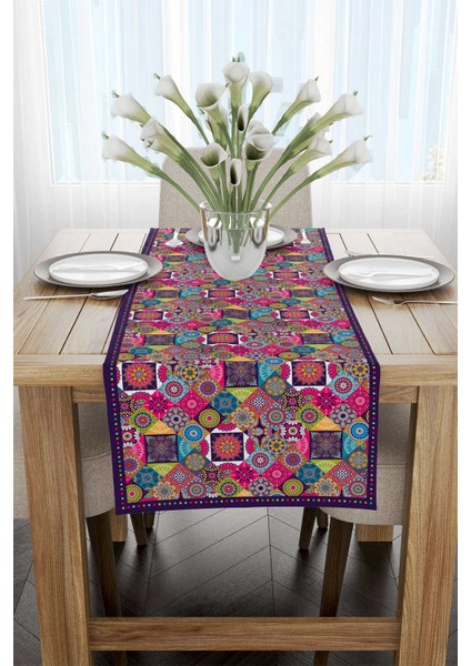 Pembe Mor Ramazan Temalı Motif Desenli Dijital Baskılı Runner CGH1335-RN fiyatları