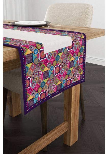 Pembe Mor Ramazan Temalı Motif Desenli Dijital Baskılı Runner CGH1336-RN