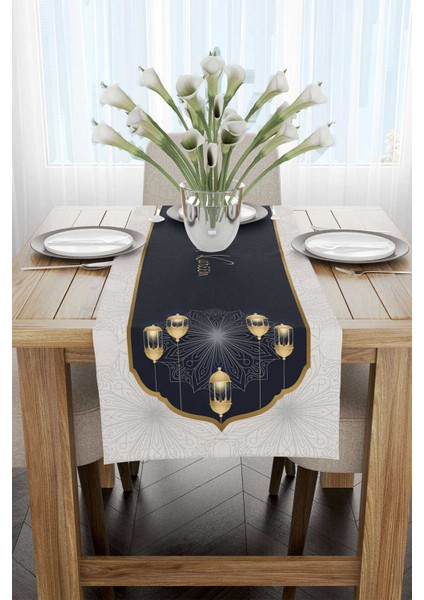 Lacivert Beyaz Ramazan Temalı Desenli Dijital Baskılı Runner CGH1293-RN fiyatları