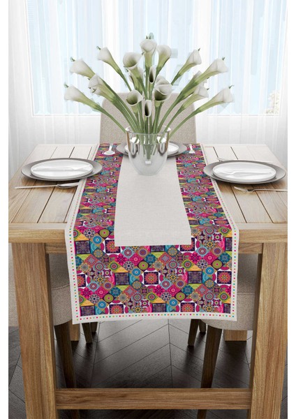 Krem Mor Ramazan Temalı Motif Desenli Dijital Baskılı Runner CGH1337-RN fiyatları