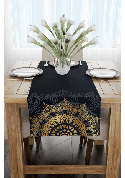 Lacivert Mavi Ramazan Temalı Dekoratif Desenli Dijital Baskılı Runner CGH1299-2-RN fiyatları