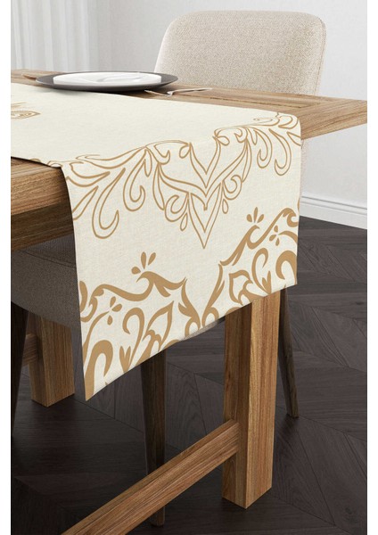 Krem Kahverengi Ramazan Temalı Dekoratif Desenli Dijital Baskılı Runner CGH1306-RN