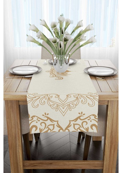 Krem Kahverengi Ramazan Temalı Dekoratif Desenli Dijital Baskılı Runner CGH1306-RN fiyatları