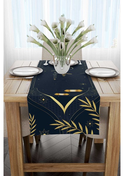 Lacivert Mavi Ramazan Temalı Dekoratif Desenli Dijital Baskılı Runner CGH1300-RN fiyatları