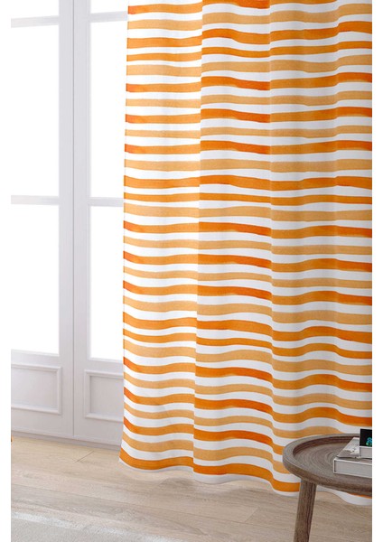 Beyaz Turuncu Çizgili Dijital Baskılı Perde CGH152-PR fiyatları