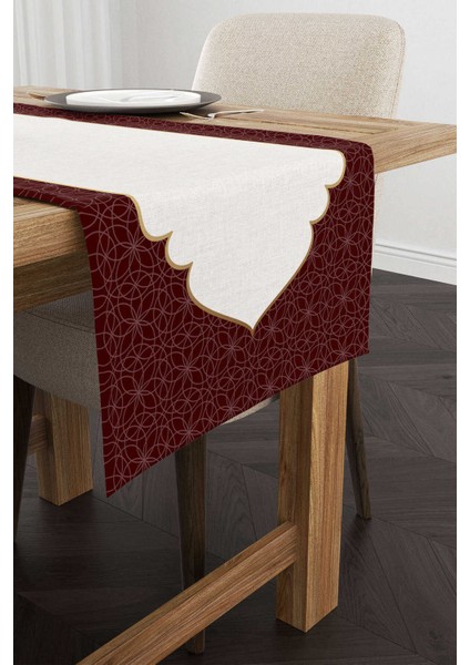 Kırmızı Beyaz Ramazan Temalı Dekoratif Desenli Dijital Baskılı Runner CGH1309-2-RN