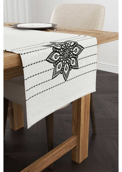 Gri Siyah Ramazan Temalı Dekoratif Desenli Dijital Baskılı Runner CGH1344-RN