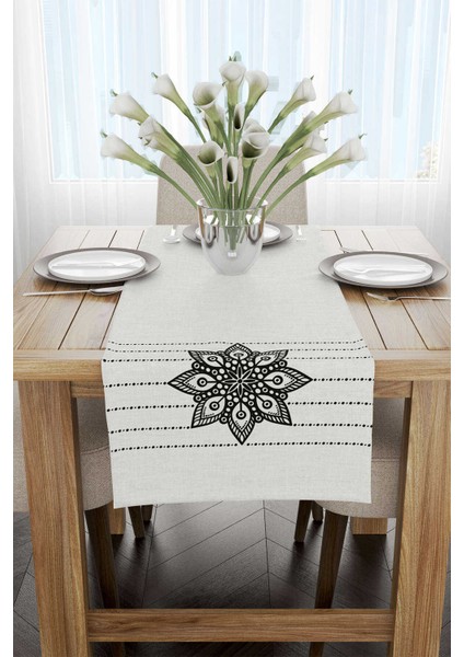 Gri Siyah Ramazan Temalı Dekoratif Desenli Dijital Baskılı Runner CGH1344-RN fiyatları