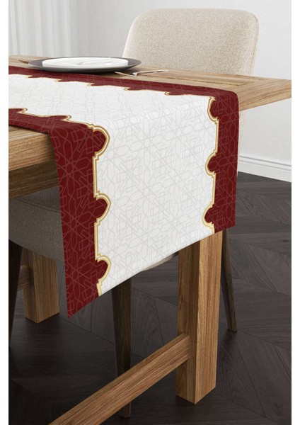 Kırmızı Beyaz Ramazan Temalı Dekoratif Desenli Dijital Baskılı Runner CGH1313-RN