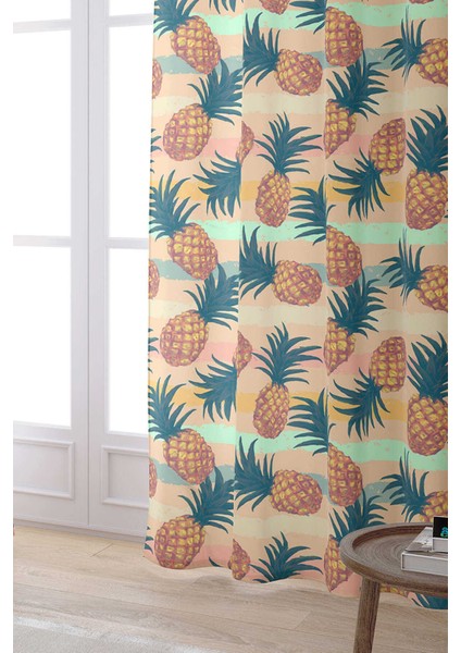 Turuncu Yeşil Ananaslı Dijital Baskılı Perde CGH146-PR fiyatları
