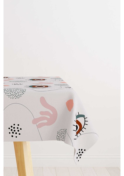 Gri Pembe Modern Göz Desenli Masa Örtüsü CGH248-MS