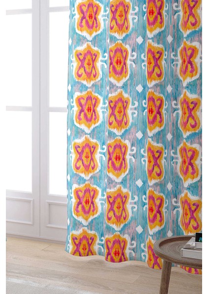 Mavi Turuncu Etnik Dekoratif Dijital Baskılı Perde CGH156-PR fiyatları