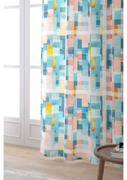 Beyaz Karışık Renkli Soyut Dekoratif Dijital Baskılı Perde CGH159-PR fiyatları