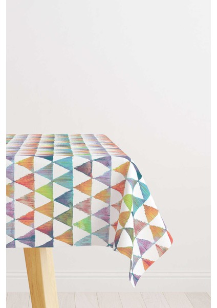 Beyaz Karışık Renkli Soyut Dekoratif Masa Örtüsü CGH160-MS