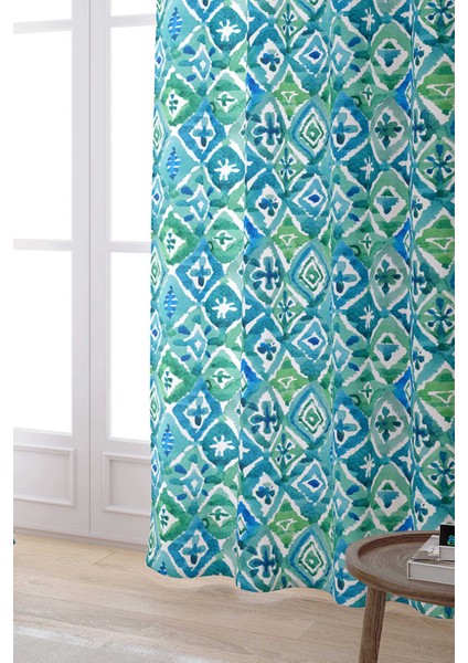 Mavi Yeşil Dekoratif Dijital Baskılı Perde CGH161-PR fiyatları