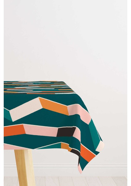 Mavi Turuncu Modern Figürlü Masa Örtüsü CGH176-MS