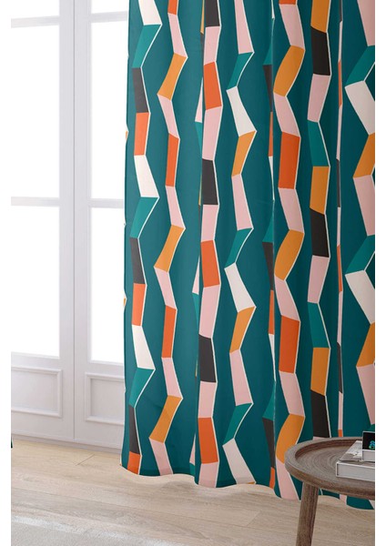 Mavi Turuncu Modern Figürlü Dijital Baskılı Perde CGH176-PR fiyatları