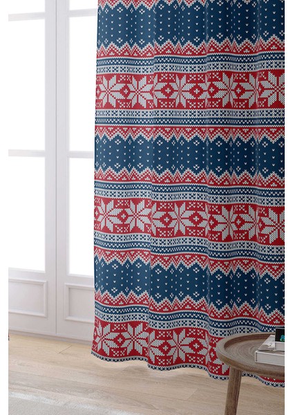 Lacivert Yılbaşı Temalı Dijital Baskılı Perde CGH223-PR fiyatları