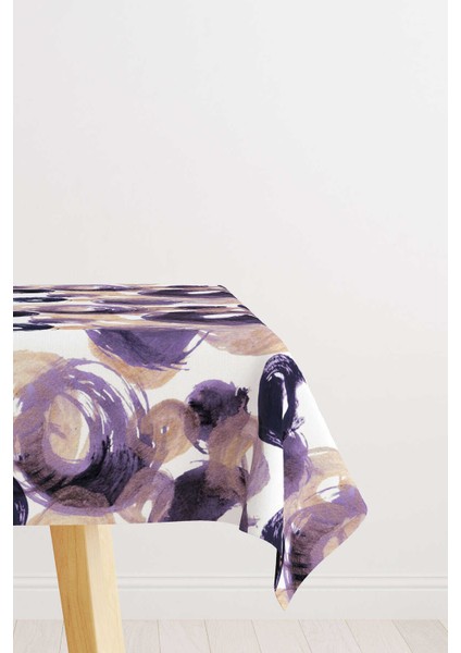 Mor Beyaz Geometrik Soyut Masa Örtüsü CGH234-MS