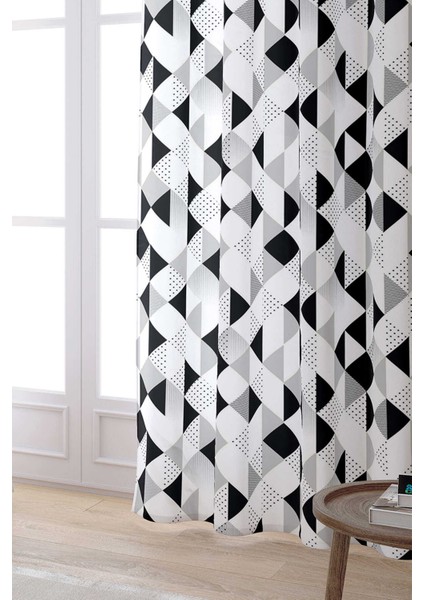 Beyaz Siyah Modern Geometrik Dijital Baskılı Perde CGH245-PR fiyatları