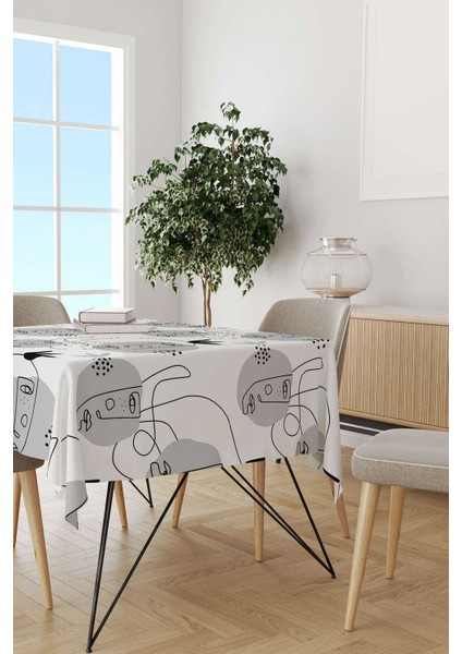 Siyah Gri Modern Figür Desenli Masa Örtüsü CGH246-MS fiyatları