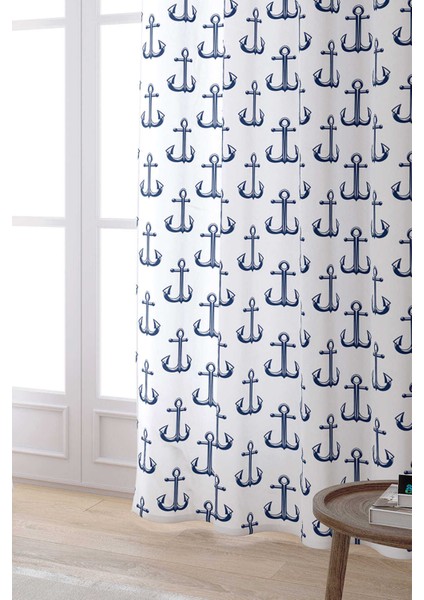 Beyaz Lacivert Çapa Desenli Dijital Baskılı Perde CGH270-PR fiyatları