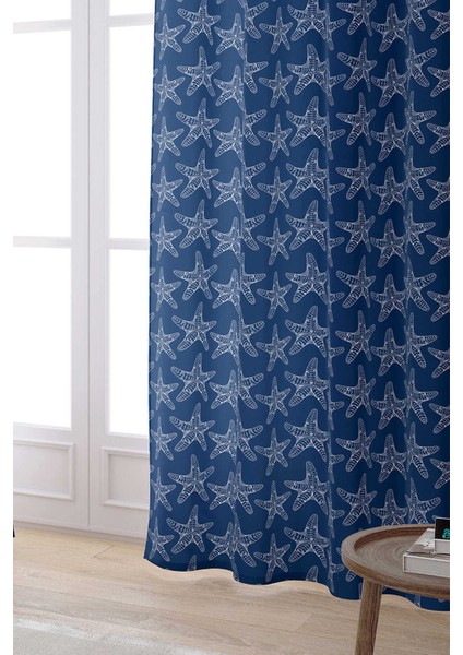 Beyaz Lacivert Marin Desenli Dijital Baskılı Perde CGH268-PR fiyatları