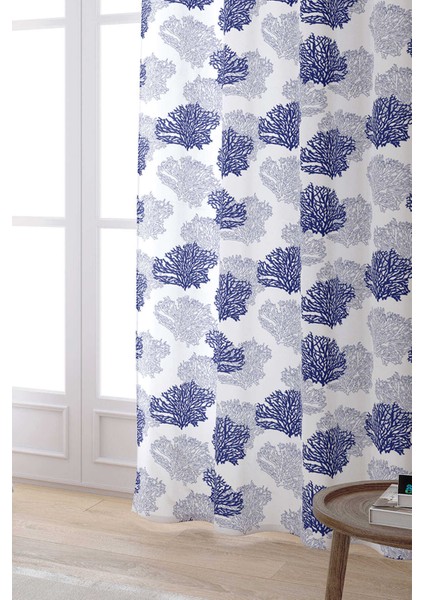 Beyaz Lacivert Marin Desenli Dijital Baskılı Perde CGH269-PR fiyatları