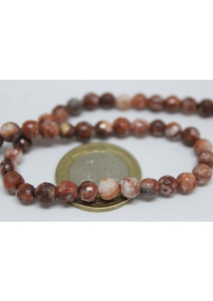 Jasper Taşı Faset Kesim Yarım Dizi 6mm (9882) (18CM Uzunluğundadır)