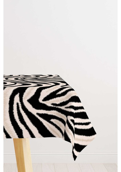 Siyah Bej Zebra Desenli Dijital Baskılı Masa Örtüsü CGH348-MS