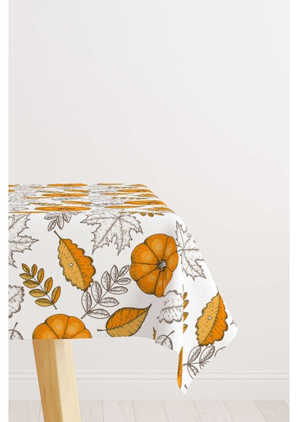 Turuncu Halloween Balkabağı Desenli Dijital Baskılı Masa Örtüsü CGH760-MS