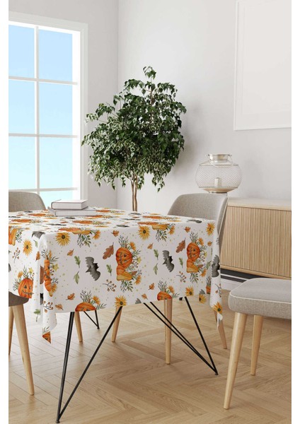 Turuncu Halloween Balkabağı Desenli Dijital Baskılı Masa Örtüsü CGH750-MS fiyatları