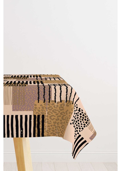 Kahverengi Siyah Modern Leopar Desenli Dijital Baskılı Masa Örtüsü CGH358-MS