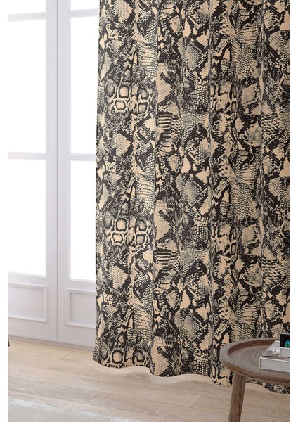 Kahverengi Siyah Yılan Derisi Desenli Dijital Baskılı Perde CGH364-PR fiyatları