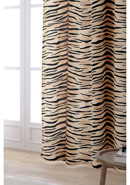 Kahverengi Siyah Zebra Desenli Dijital Baskılı Perde CGH366-PR fiyatları