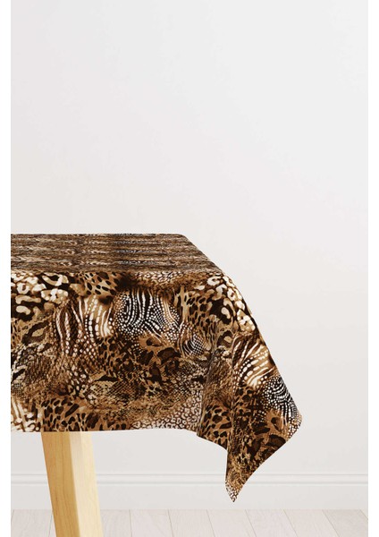 Kahverengi Beyaz Yılan Leopar Zebra Desenli Dijital Baskılı Masa Örtüsü CGH369-MS