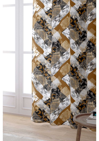 Kahverengi Beyaz Yılan Derisi Leopar Desenli Dijital Baskılı Perde CGH371-PR fiyatları