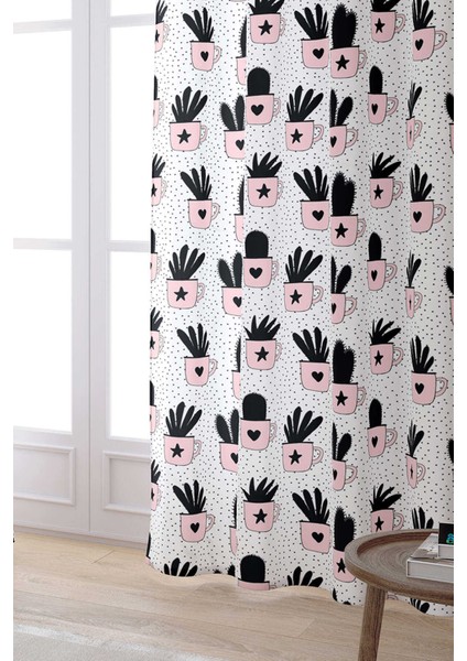 Beyaz Siyah Ananas Desenli Dijital Baskılı Perde CGH581-PR fiyatları