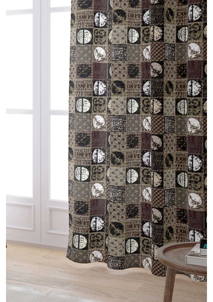 Kahverengi Siyah Dekoratif Kahve Desenli Dijital Baskılı Perde CGH597-PR fiyatları