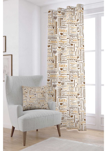 Kahrengi Turuncu Kahve Temalı Dijital Baskılı Perde CGH618-PR