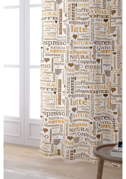 Kahrengi Turuncu Kahve Temalı Dijital Baskılı Perde CGH618-PR fiyatları