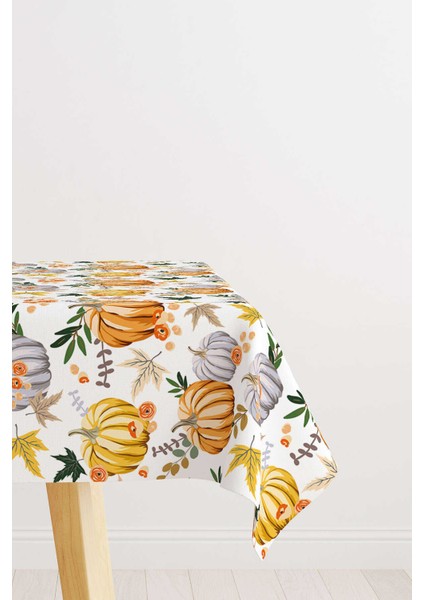 Turuncu Halloween Balkabağı Desenli Dijital Baskılı Masa Örtüsü CGH767-MS